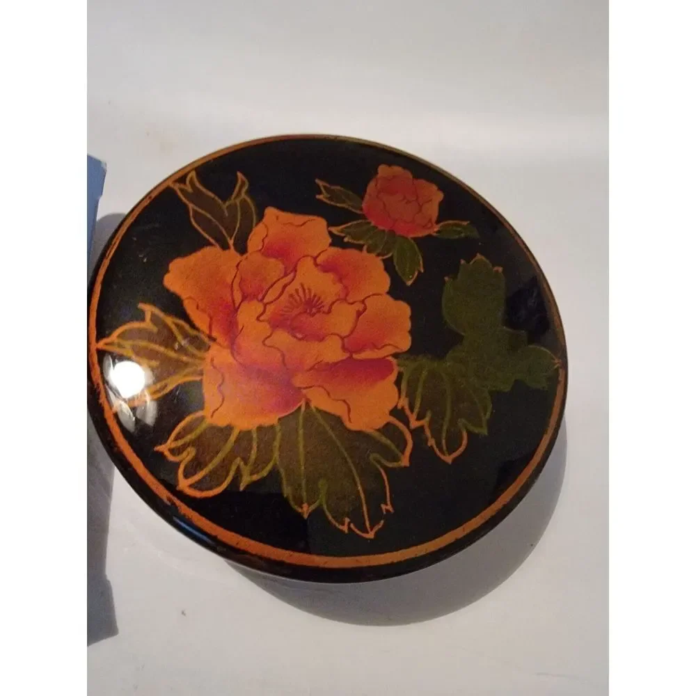 Laquered Jewelry Box Elegant Florsl Design By Nicole Vintage With Box